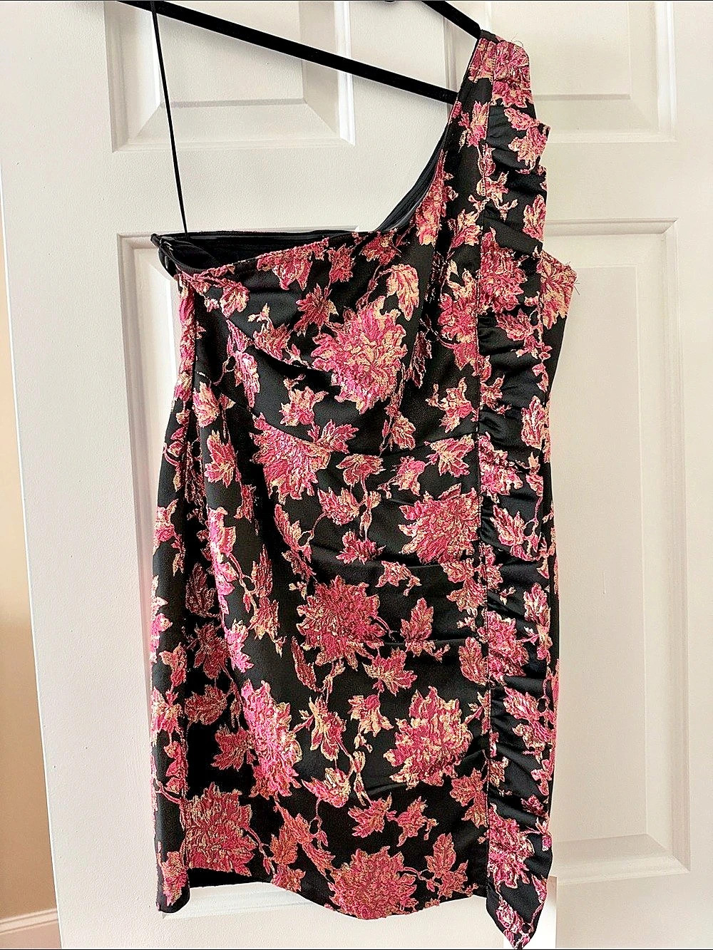 For Love & Lemons Luella Jacquard Mini Dress Black & Pink